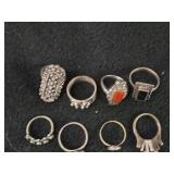 37.6-grams (total) Sterling Silver - Lot of (8) Rings