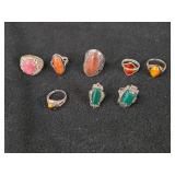 43.4-grams (total) Sterling Silver - Lot of (8) Rings
