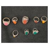 43.4-grams (total) Sterling Silver - Lot of (8) Rings