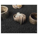 36.9-grams (total) Sterling Silver - Lot of (9) Rings