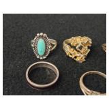36.9-grams (total) Sterling Silver - Lot of (9) Rings