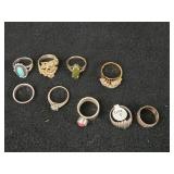 36.9-grams (total) Sterling Silver - Lot of (9) Rings