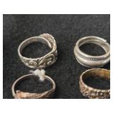 41.7-grams (total) Sterling Silver - Lot of (9) Rings