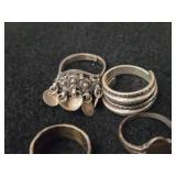 41.7-grams (total) Sterling Silver - Lot of (9) Rings