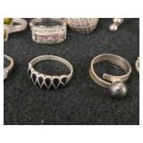 38.4-grams (total) Sterling Silver - Lot of (10) Rings