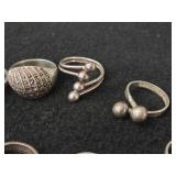 38.4-grams (total) Sterling Silver - Lot of (10) Rings