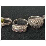38.4-grams (total) Sterling Silver - Lot of (10) Rings