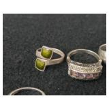 38.4-grams (total) Sterling Silver - Lot of (10) Rings