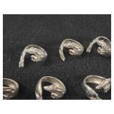 37.5-grams (total) Sterling Silver - Lot of (6) Wrap-around Horse Rings