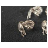 37.4-grams (total) Sterling Silver - Lot of (6) Wrap-around Horse Rings