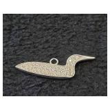 9.7-grams Sterling Silver Loon Pendant with Diamonds in Body and Eye