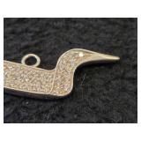 9.7-grams Sterling Silver Loon Pendant with Diamonds in Body and Eye