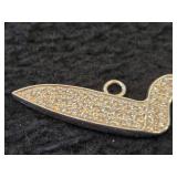 9.7-grams Sterling Silver Loon Pendant with Diamonds in Body and Eye