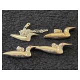 22-grams (total) Sterling Silver - Lot of (4) Loon Pendants