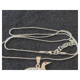 34' 36.1-grams Sterling Silver Loon Pendant Necklace with Diamonds in Body and a Ruby Eye