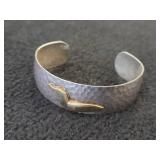22.9-grams Sterling Silver Cuff Bracelet with Gold Loon Attached