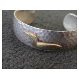22.9-grams Sterling Silver Cuff Bracelet with Gold Loon Attached