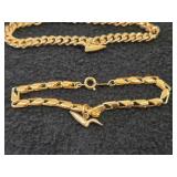 23.3-grams (total) Gold Plate - Lot of (2) Bracelet with Loon Charms
