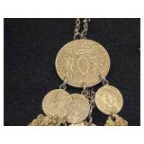 Lot of (3) Jewelry - David-Andersen Old Style Tinn Pewter Vikingskip Nordic Ship theme Pendant Necklace + David-Andersen Norway Copper-Enamel Pendant Necklace + Coin Pendant