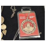 Lot of (3) Jewelry - David-Andersen Old Style Tinn Pewter Vikingskip Nordic Ship theme Pendant Necklace + David-Andersen Norway Copper-Enamel Pendant Necklace + Coin Pendant