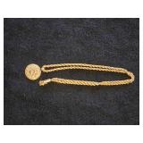 27.9-grams 14K Gold Pendant Necklace with Small Gems 22'