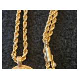 27.9-grams 14K Gold Pendant Necklace with Small Gems 22'