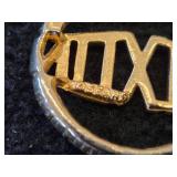 13-grams Gold / Sterling Silver Nixon Pendant with Embedded Gems
