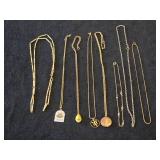 Lot of (8) Gold-toned Necklaces and Chains