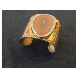 Cuff Bracelet with Sliced Polished Agate by Charles Albert
