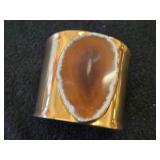 Cuff Bracelet with Sliced Polished Agate by Charles Albert