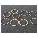 Lot of (9) Vintage Cloisonne Floral Bangle Bracelets