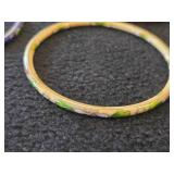 Lot of (9) Vintage Cloisonne Floral Bangle Bracelets
