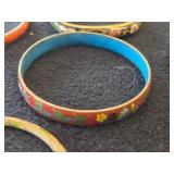 Lot of (9) Vintage Cloisonne Floral Bangle Bracelets