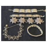 Lot of (5) Silver-toned Bracelets
