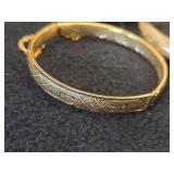 Lot of (5) Gold-tone Bracelets - Magnetic Clasp, Stretch Fit,  (3) Hinged Clasp