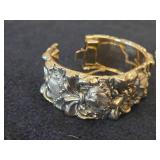 Lot of (5) Gold-tone Bracelets - Magnetic Clasp, Stretch Fit,  (3) Hinged Clasp