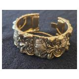 Lot of (5) Gold-tone Bracelets - Magnetic Clasp, Stretch Fit,  (3) Hinged Clasp
