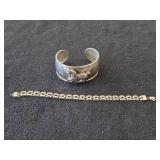 55.6-grams (total) Sterling Silver Bracelet + Cuff Bracelet