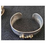 Lot of (7) Bracelets - Silver-tone Cuff Bracelets (x5) + Silver-tone Camel Hamsa Egyptian Metal Hinged Bracelet + Silverplate Bangle Bracelet