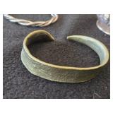 Lot of (7) Bracelets - Silver-tone Cuff Bracelets (x5) + Silver-tone Camel Hamsa Egyptian Metal Hinged Bracelet + Silverplate Bangle Bracelet