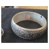 Lot of (7) Bracelets - Silver-tone Cuff Bracelets (x5) + Silver-tone Camel Hamsa Egyptian Metal Hinged Bracelet + Silverplate Bangle Bracelet