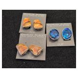 Lot of (3 Sets) Fine Sterling Silver Clip-on Earrings by Charles Albert