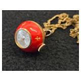 Geneve Ball shape Pendant Watch with 32' Chain (blue guilloche enamel with celestial stars)