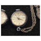 (2) Ornata Swiss Made Pendant Watches + (1) Chain 24' 925 Silver (4.5-grams)