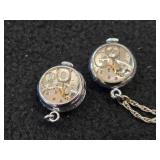 (2) Ornata Swiss Made Pendant Watches + (1) Chain 24' 925 Silver (4.5-grams)