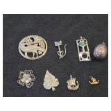 87.9-grams (total) 925 Silver - Lot of (8) Jewelry - (6) Pendants + (3) Pins