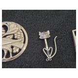 87.9-grams (total) 925 Silver - Lot of (8) Jewelry - (6) Pendants + (3) Pins