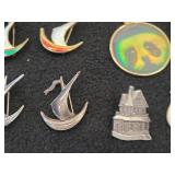 Lot of (9) Jewelry - Pendant (x4), Ship theme Pins (x4), House theme Pin (x1)