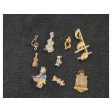 Lot of (9) Jewelry - (8) Music theme Pins + (1) Small Girl theme Pin with Gem and Pearl