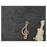 Lot of (9) Jewelry - (8) Music theme Pins + (1) Small Girl theme Pin with Gem and Pearl